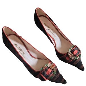 Vince Camuto Imagine Vintage Brown Calf Hair Pointed Toe BOHO Heels 6